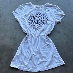 Element White Baby Tee Skater Skateboarding Y2K Streetwear Womens Size S